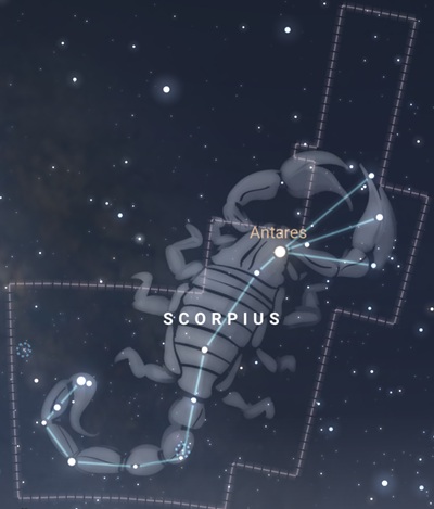 Diagram of the constellation of Scorpius
